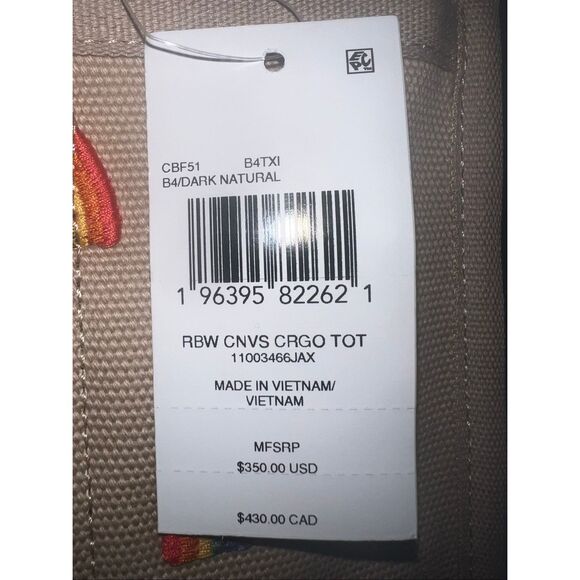 🔥🎁NWT! Coach Rainbow Canvas Cargo Tote Handbag CBF51 Msrp:$350.00 - Picture 7 of 7